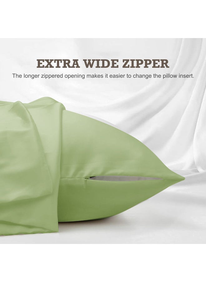 SIGNOOLA - Signoola Basics Lightweight Super Soft Easy Care Microfiber Zipper Pillow cases, Pack of 2 Piece, 50 x 70 cm,Sage color, Pillows Not Included. - Image 1