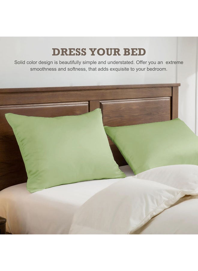 SIGNOOLA - Signoola Basics Lightweight Super Soft Easy Care Microfiber Zipper Pillow cases, Pack of 2 Piece, 50 x 70 cm,Sage color, Pillows Not Included. - Image 1