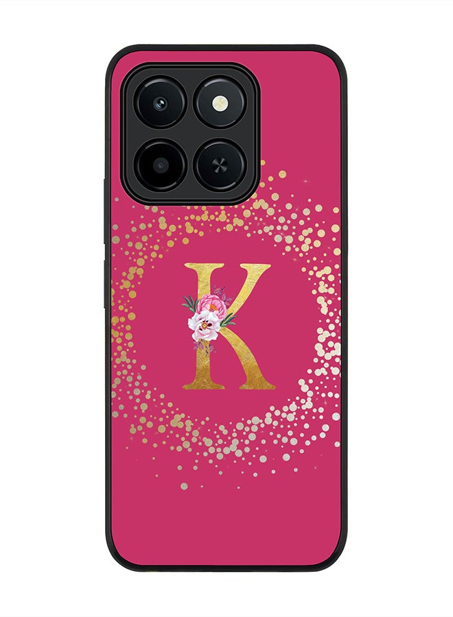 Stylizedd For Honor X6c Case,Slim fit Camera Protection, Shockproof Thin Phone cover  - Custom Monogram Floral - K ( Deep Pink )