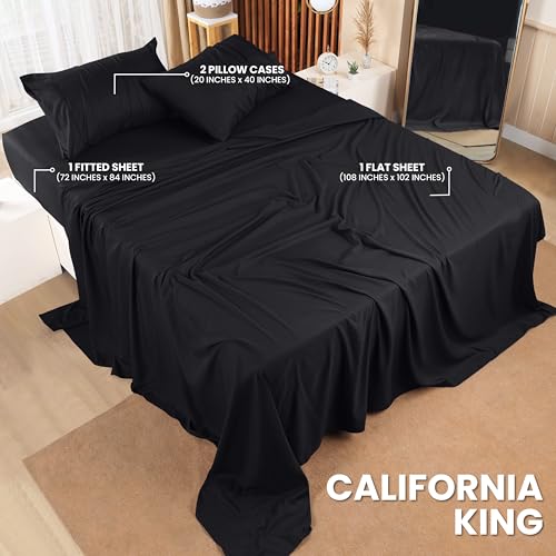 Utopia Bedding California King Sheet Set – 4 Piece Bed Sheets for Cal King Size Bed, Soft and Breathable Microfiber, Includes 1 Fitted Sheet, 1 Flat Sheet and 2 Pillowcases (Black) - Image 2