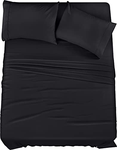 Utopia Bedding California King Sheet Set – 4 Piece Bed Sheets for Cal King Size Bed, Soft and Breathable Microfiber, Includes 1 Fitted Sheet, 1 Flat Sheet and 2 Pillowcases (Black) - Image 1