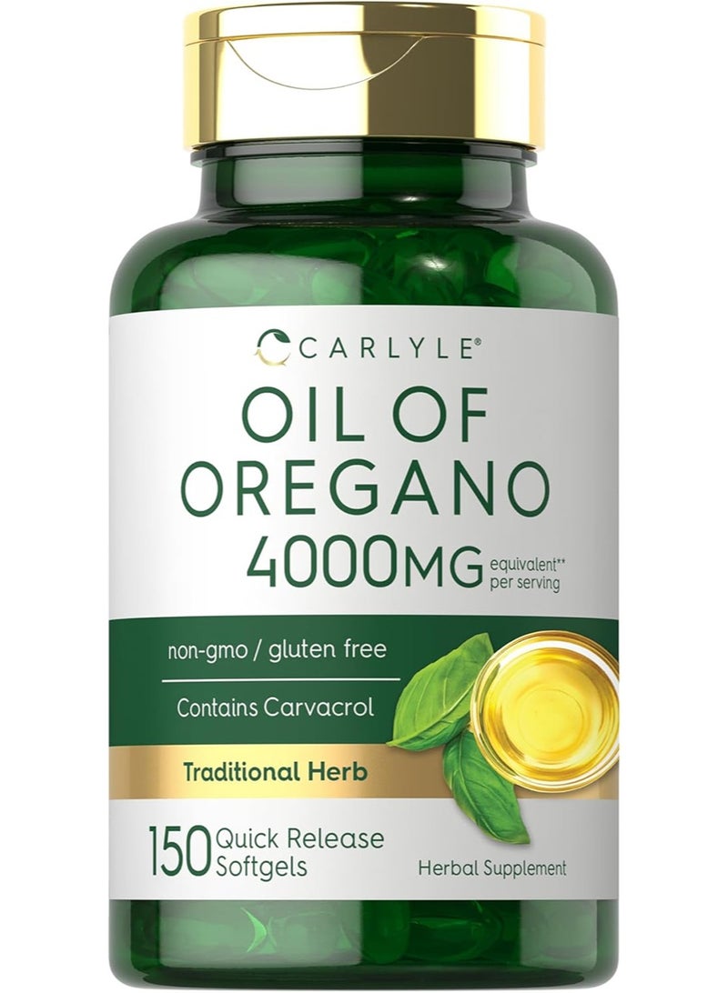 زيت الأوريجانو كارلايل | ١٥٠ كبسولة هلامية لينة | مكمل غذائي خالٍ من الكائنات المعدلة وراثيًا والغلوتين | يحتوي على الكارفاكرول | مستخلص عالي الفعالية | مكمل عشبي - Image 1