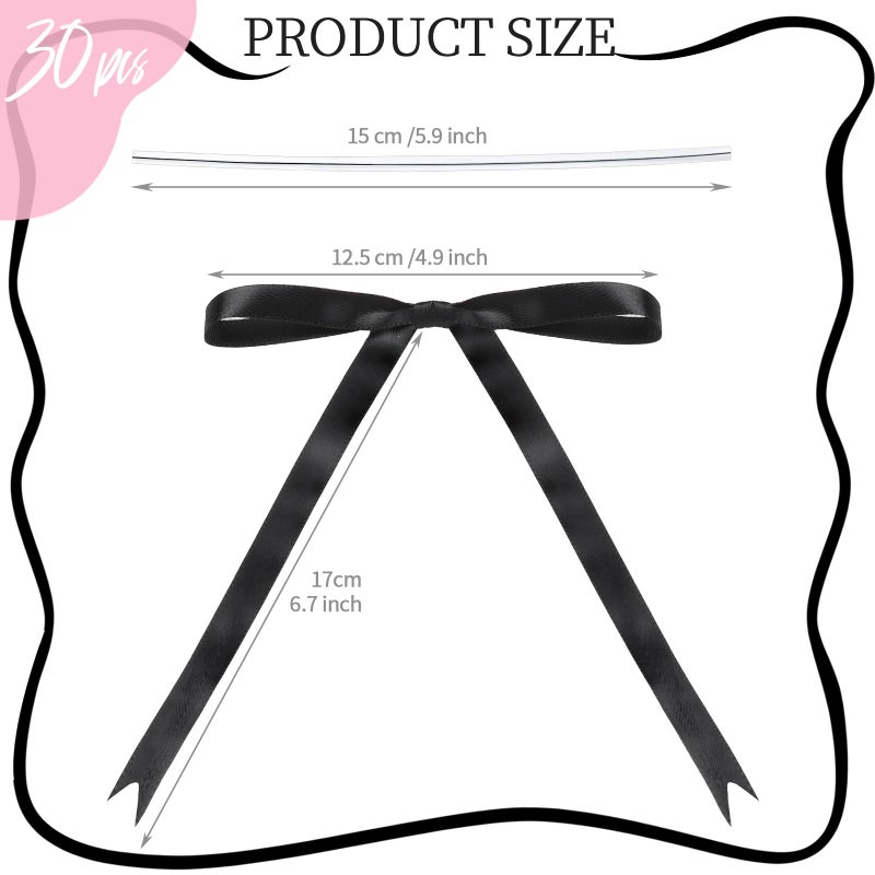 YGDZ Black Bows 5x7 Inch, Twist Tie Satin Black Bow for Cake, Gift Wrapping, 30PCS Ribbon Bows for Balloons, Party Decor, Treat Bags, Craft, Wedding, Baby Shower, Valentines Day Decoration - Image 4
