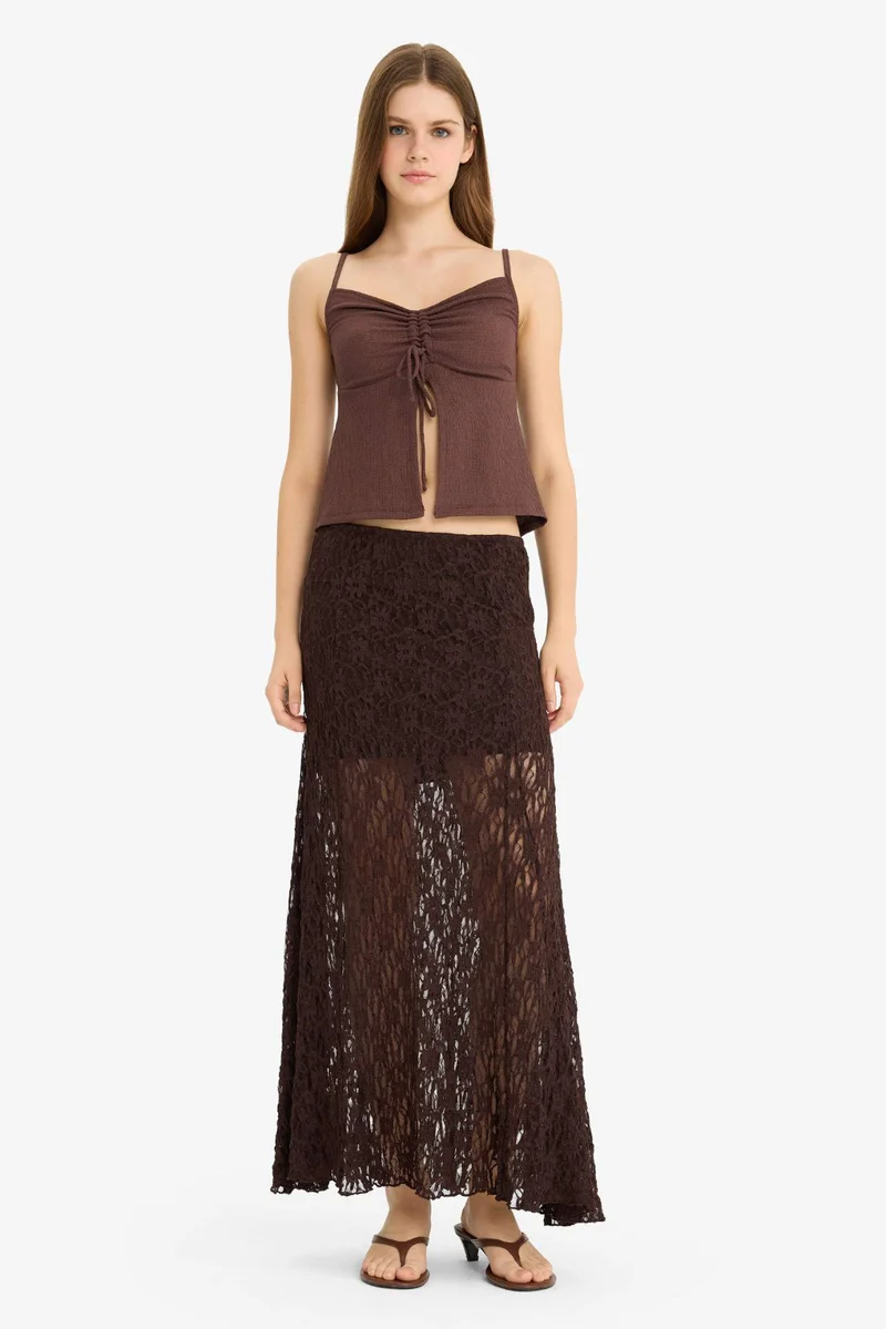 Defacto Lace High Waist Maxi Knitted Skirt