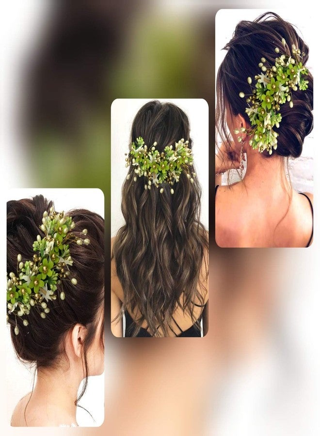 Hair Flare Floral Hair Vein for Women, Artificial Flower Hair Accessories, Hair Pin for Girls - Light Green, 2205 - Image 4