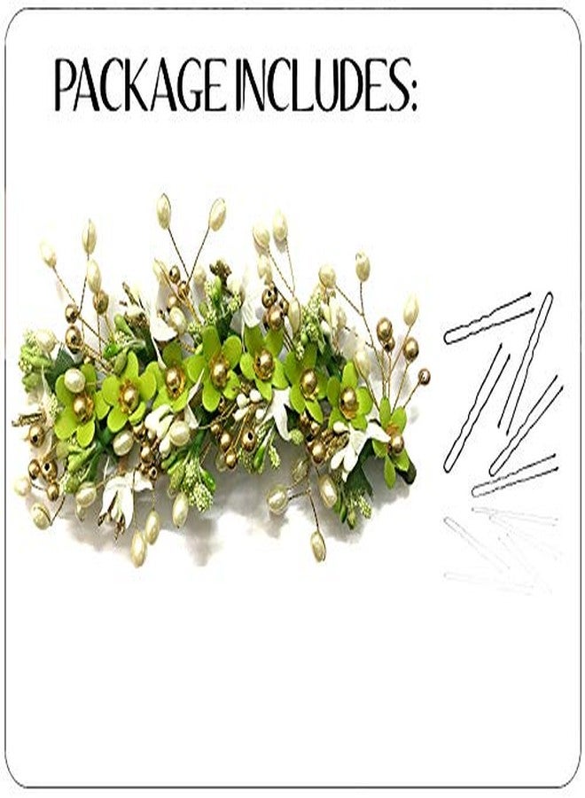 Hair Flare Floral Hair Vein for Women, Artificial Flower Hair Accessories, Hair Pin for Girls - Light Green, 2205 - Image 5