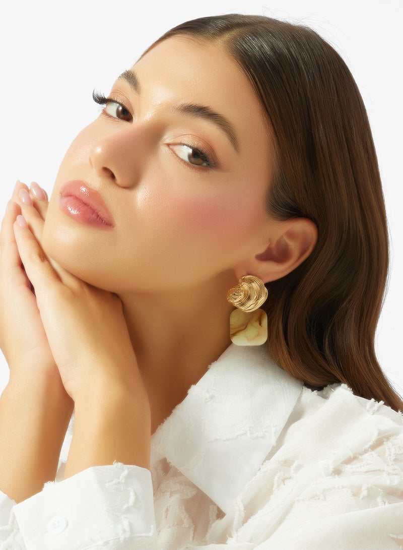 ELLA Gold & Resin Drop Down Earrings - Image 3