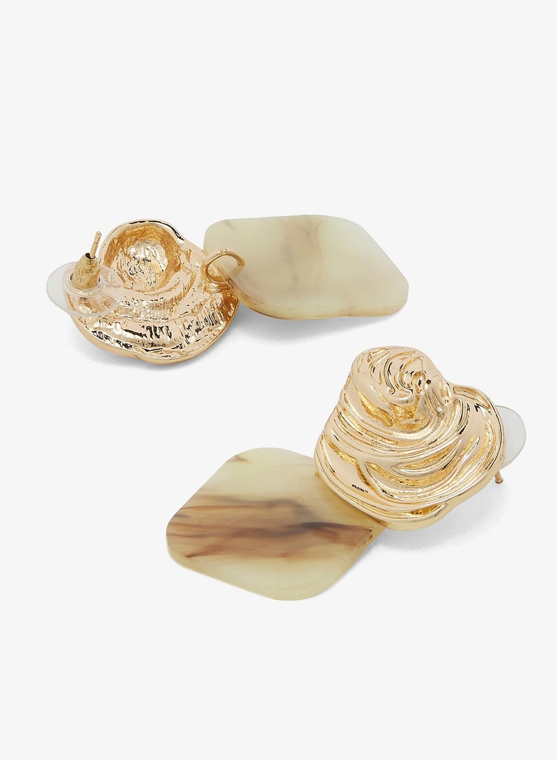 ELLA Gold & Resin Drop Down Earrings - Image 3