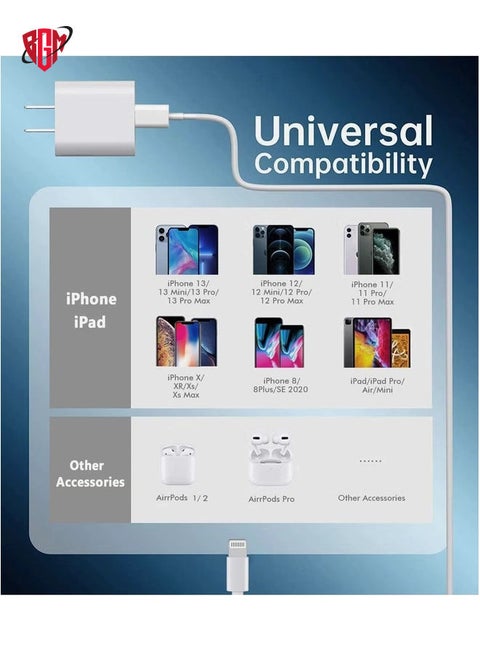 iPhone 12 13 Fast Charger,Fast iPhone Charger [Apple MFi Certified]Lightning Cable 20W Type C Charger USB C Fasting Charging Plug Adapter Compatible with iPhone13/13 Pro Max/12/12 Pro/11/XS/XR/X,iPad