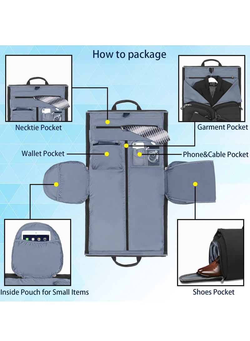 Barakah Garment Bags, Convertible Garment Bag with Shoulder Strap, Shoes Compartment, Convertible Travel Garment Bag,Carry on Garment Duffel Bag for Men Women, Weekender Bag - Image 4