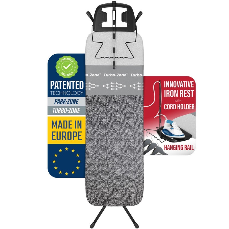 Bartnelli Heavy Duty Ironing Board 48x15  Designed  Made in Europe with Patent Technology Turbo  Park Zone