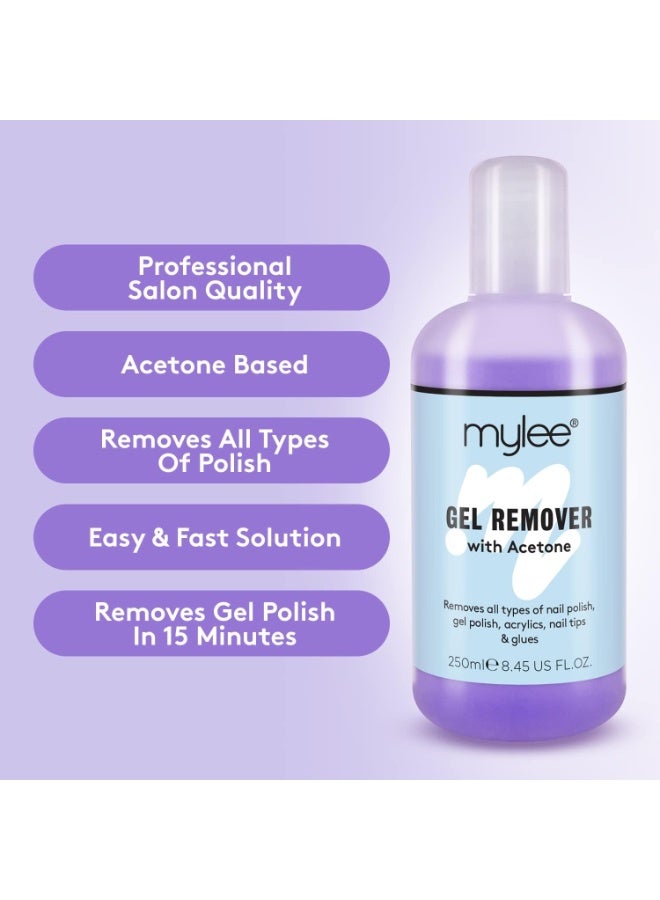 mylee Gel Polish Remover Acetone 250ml Salon Professional UV LED Nail Polish Cleaner for Manicures and Pedicures - Image 3