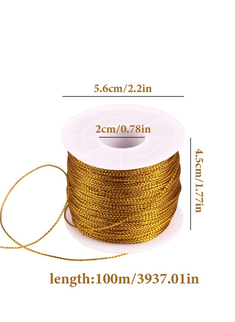 KASTWAVE 2 Rolls Gold and Silver String Twine, 100m x 1mm Metallic Cord Craft Making Cord, Suitable for DIY Craft Jewelry Making Hanging Card Gift Wrapping Decor - Image 5