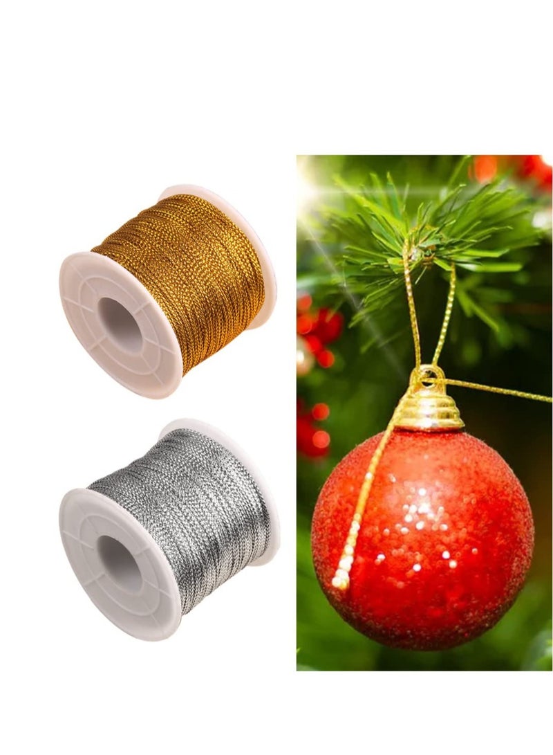 KASTWAVE 2 Rolls Gold and Silver String Twine, 100m x 1mm Metallic Cord Craft Making Cord, Suitable for DIY Craft Jewelry Making Hanging Card Gift Wrapping Decor - Image 3