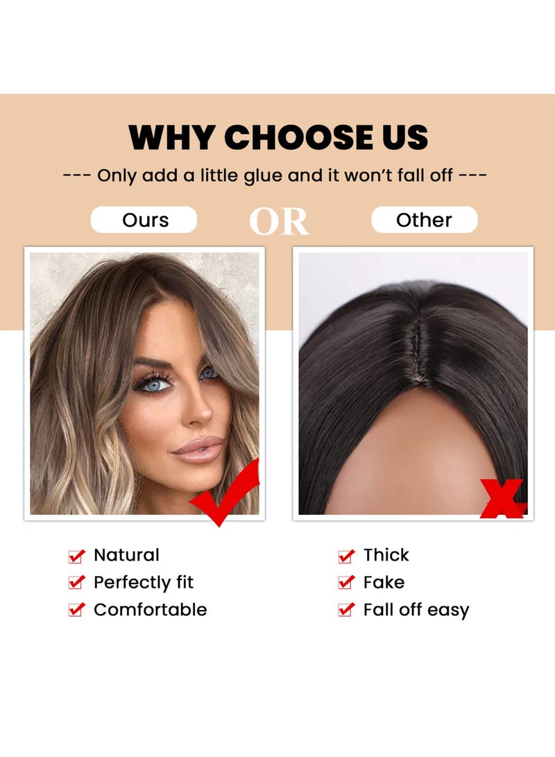 SANMUGEED Long Blonde Wavy Wig for Women - 26 Inch Ash Blonde Wigs for Women, Natural Looking Ombre Blonde Wigs, Easy to Put Blonde Curly wig - Image 4