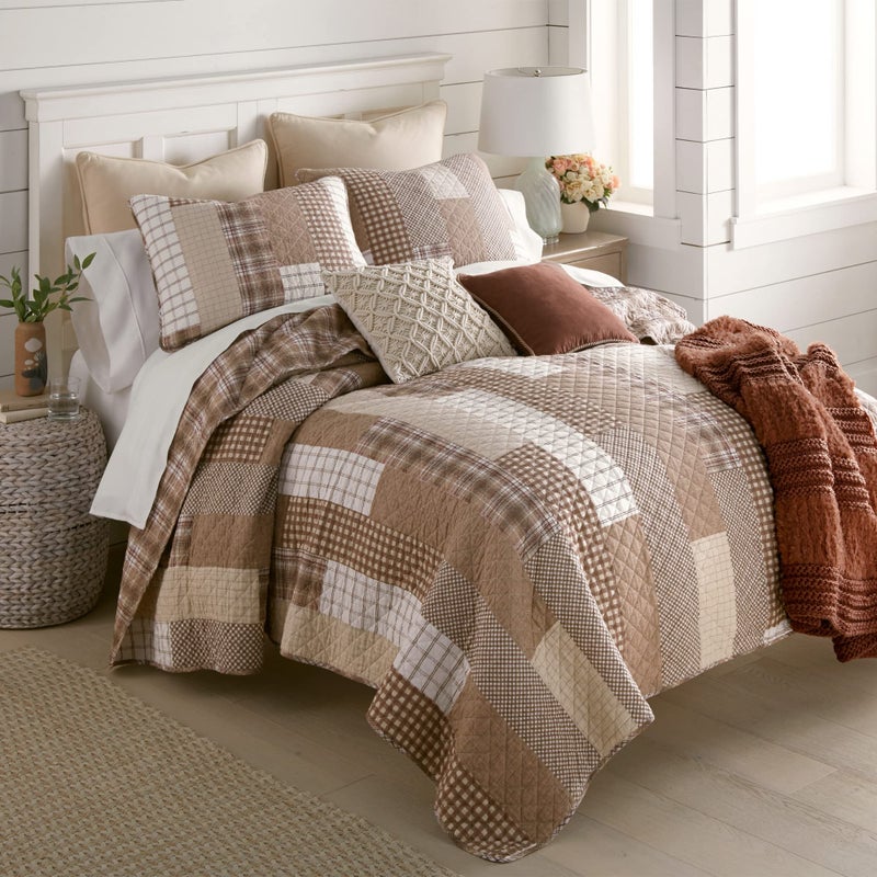 Donna Sharp Queen Bedding Set - 3 Piece - Highland Plaid Lodge Printed Cotton Quilt Set with Queen Quilt and Standard Pillow Shams - Cotton - Machine Washable - Image 2