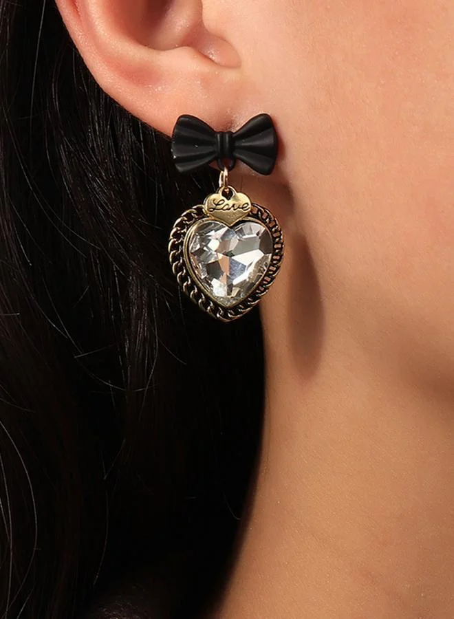 Take Two Bow and Heart Shaped Drop Earrings