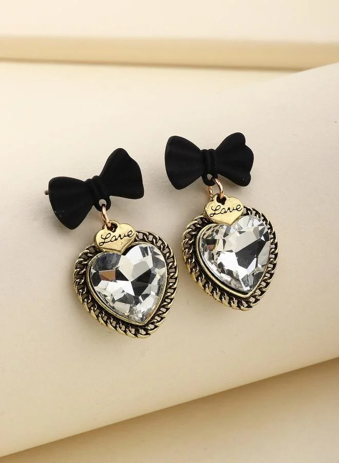 Take Two  Bow and Heart Shaped Drop Earrings for Women | Best Price UAE