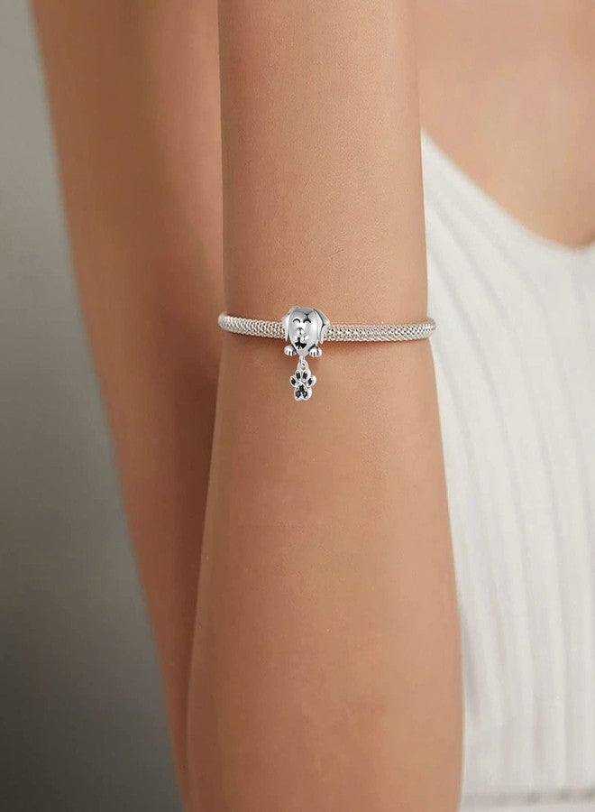 QeenseKc Dog Head Paw Print Charm for Pandora Bracelet Pave Cubic Zirconia Bead Birthday Gift - Image 4