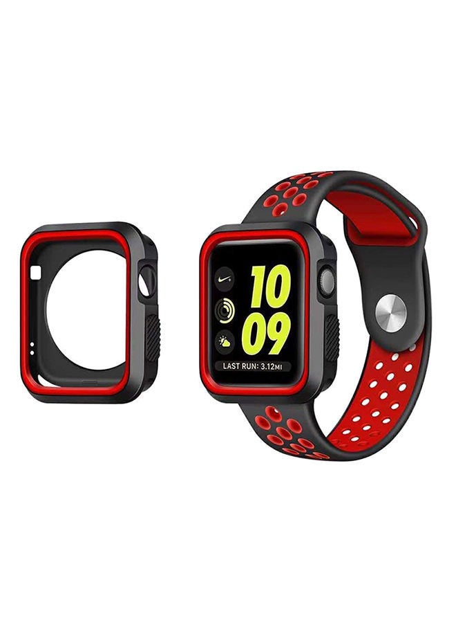 NIBEMINENT Protective Case Cover For Apple Watch Series 3 42mm Black/Red  - Image 2