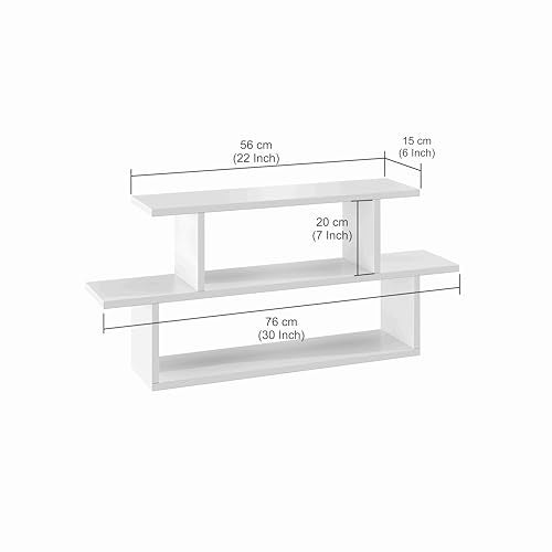 FURNEASER Midely Modern Engineered Wood Wall Shelf for Living & Bedroom | Decorative Floating Wall Mounted Rack for Storage & Home Décor | Display Bookshelf, Showpiece (Wenge) - Image 4