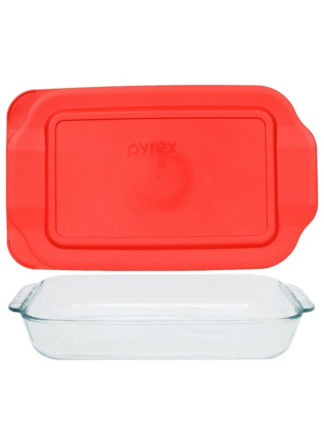 PYREX - Basics 2Qt Oblong With Red Cover - Image 1
