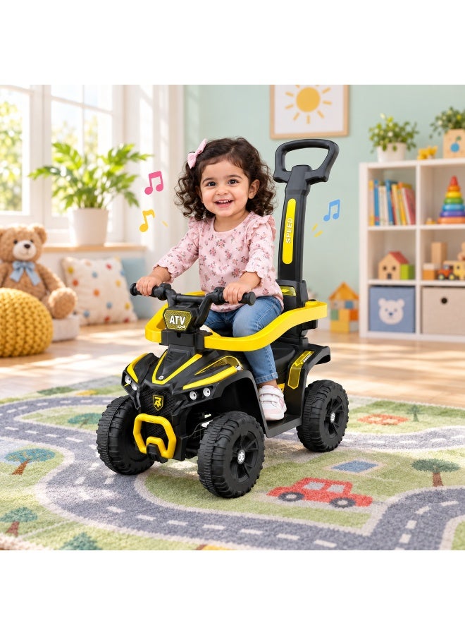 Lovely Baby Ride-On Push Car for Kids  with Parent Handle, Safety Guard, Music, Lights, USB & Bluetooth, Toddler Ride-On Toy for Ages 1–4 Years – Yellow - Image 2