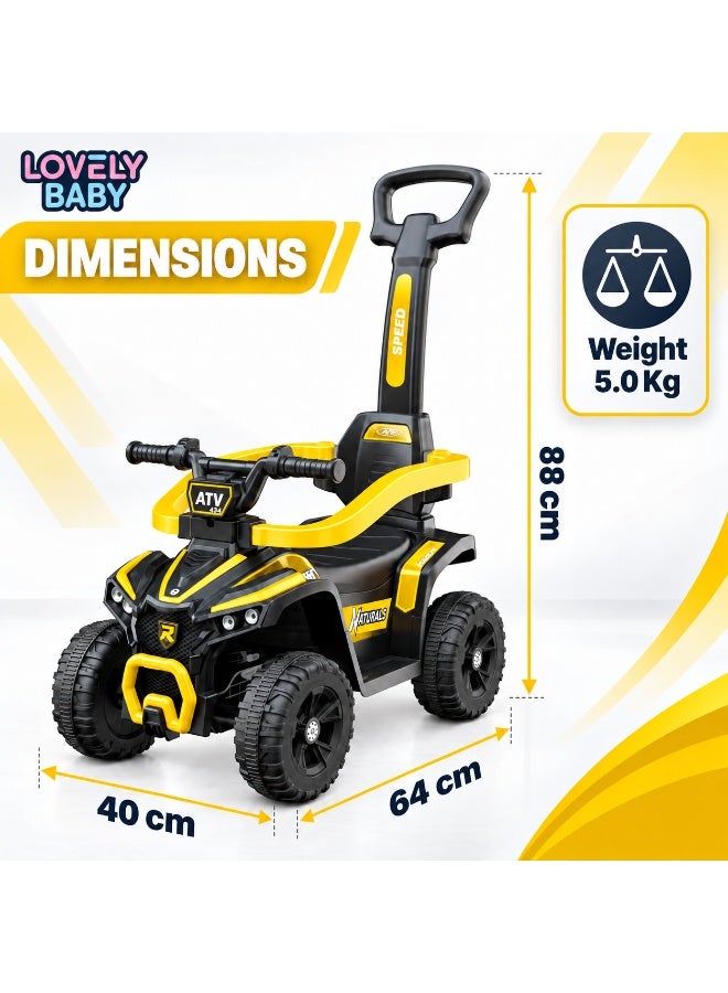 Lovely Baby Ride-On Push Car for Kids  with Parent Handle, Safety Guard, Music, Lights, USB & Bluetooth, Toddler Ride-On Toy for Ages 1–4 Years – Yellow - Image 3