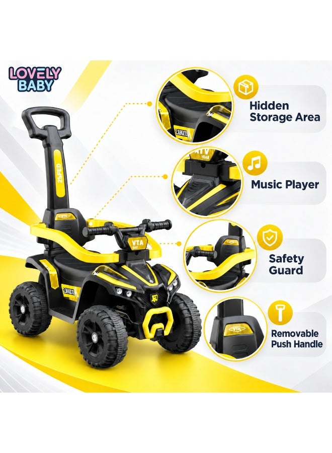 Lovely Baby Ride-On Push Car for Kids  with Parent Handle, Safety Guard, Music, Lights, USB & Bluetooth, Toddler Ride-On Toy for Ages 1–4 Years – Yellow - Image 5