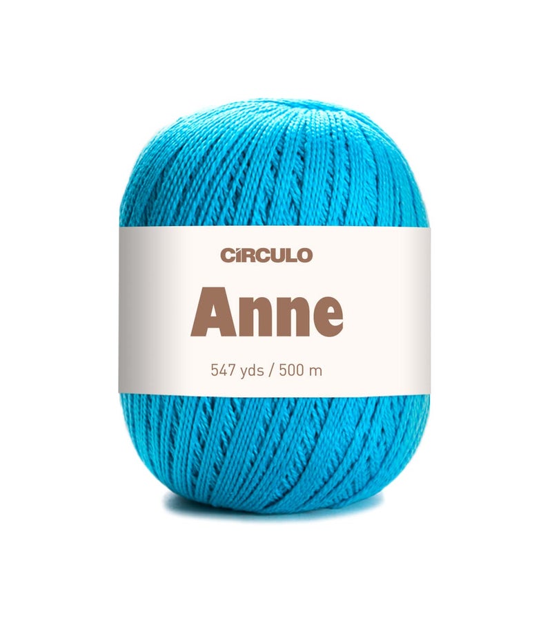 CÃRCULO CIRCULO Anne Yarn for Crocheting Knitting 100 Mercerized Brazilian Virgin Cotton Soft Fingering Weight 547 Yds 519 Oz Color 2194 Turquoise - Image 3