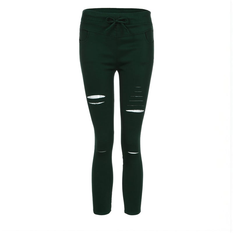Upgraded Women Ripped Slim Pants Black S Size No See Through Deep Pocket Durable - Image 1