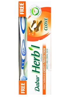 Dabur Herb'l Herbl Clove Toothpaste 140 Gm+Toothbrush Multi Color  - Image 1