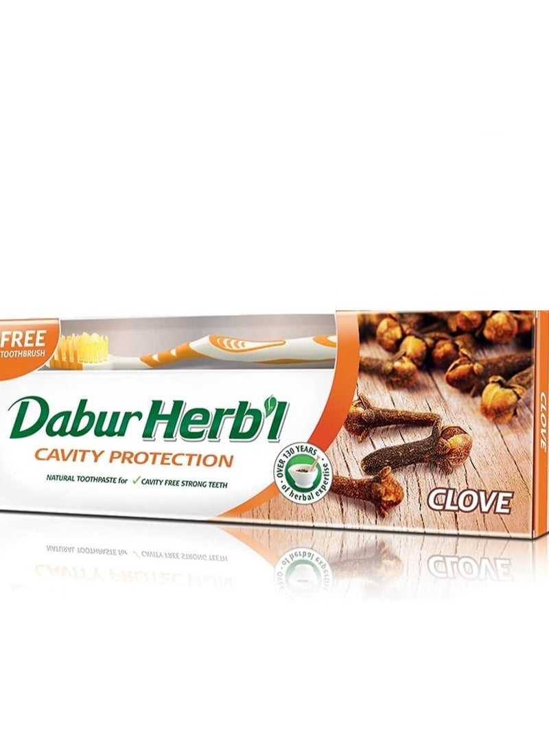 Dabur Herb'l Herbl Clove Toothpaste 140 Gm+Toothbrush Multi Color  - Image 2
