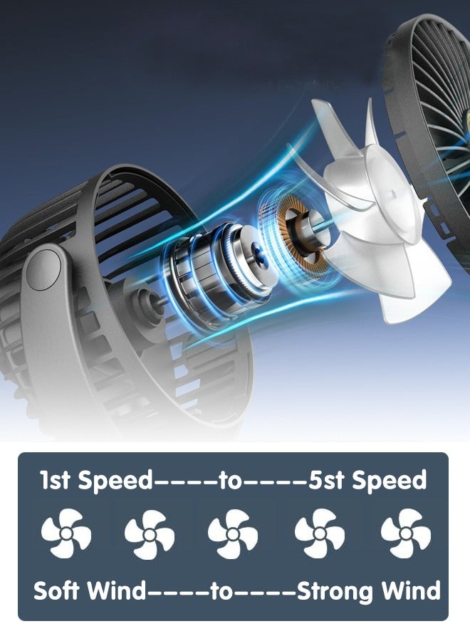 Loquat Portable Baby Stroller Fans, Rechargeable Fan with Digital Display, Clip On Fan with 5-Speed Adjustment for Stroller and Car Seat - Image 3