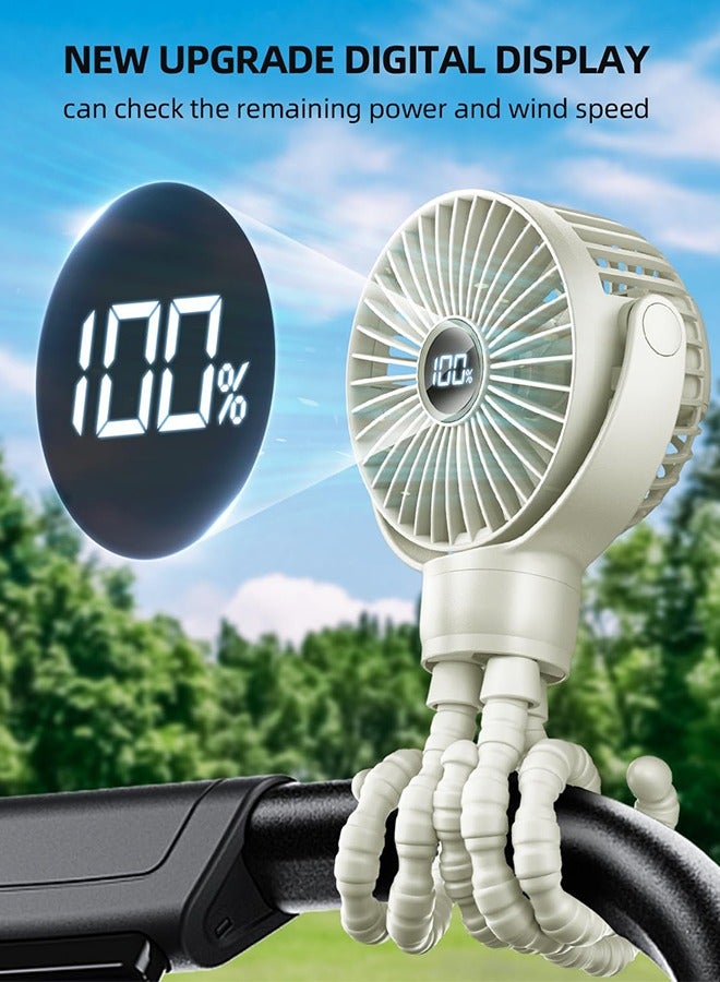 Loquat Portable Baby Stroller Fans, Rechargeable Fan with Digital Display, Clip On Fan with 5-Speed Adjustment for Stroller and Car Seat - Image 2