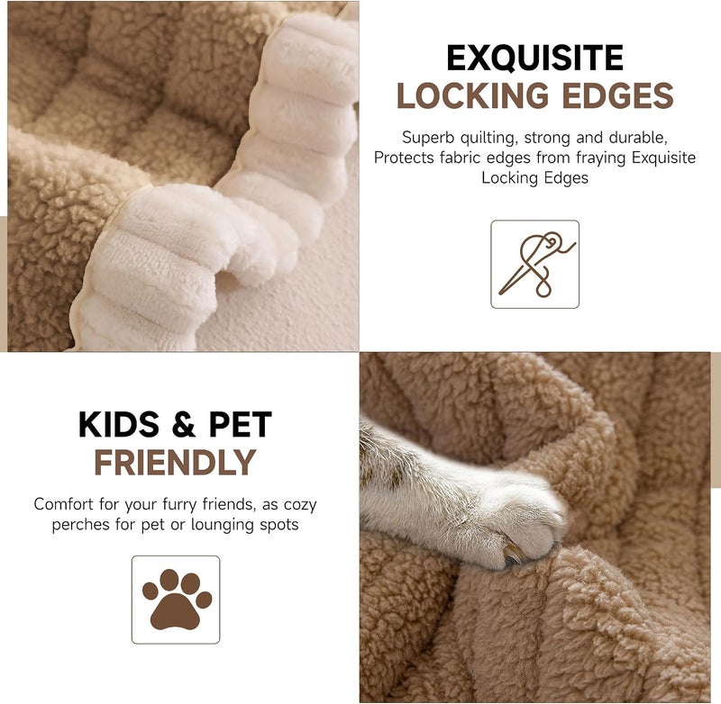 OTOB Couch Covers for Sofa Pet Friendly, Washable & Non Slip Fuzzy Dog Couch Cover Sofa Slipcovers Love Seat, Soft Plush Cozy Furniture Protector Cushion Mat, All Seasons (Khaki, 27.6" x 59.1") - Image 3
