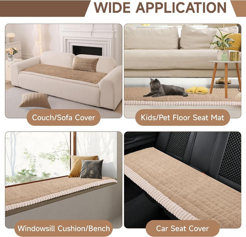 OTOB Couch Covers for Sofa Pet Friendly, Washable & Non Slip Fuzzy Dog Couch Cover Sofa Slipcovers Love Seat, Soft Plush Cozy Furniture Protector Cushion Mat, All Seasons (Khaki, 27.6" x 59.1") - Image 5