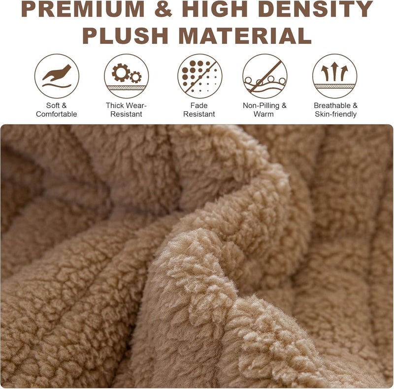 OTOB Couch Covers for Sofa Pet Friendly, Washable & Non Slip Fuzzy Dog Couch Cover Sofa Slipcovers Love Seat, Soft Plush Cozy Furniture Protector Cushion Mat, All Seasons (Khaki, 27.6" x 59.1") - Image 2