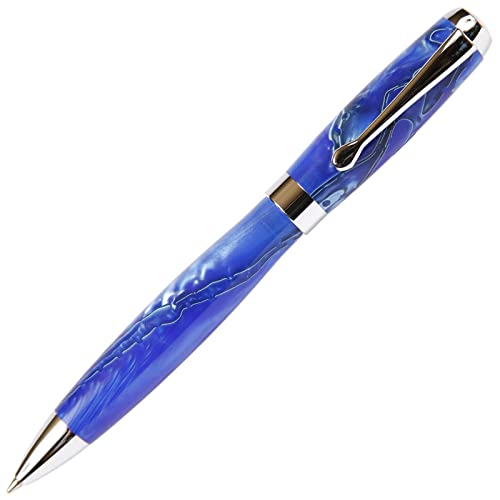 Lanier Pens Tuscany Blue & Pearl Ballpoint Pen - Marbleized Gloss Body - Image 1