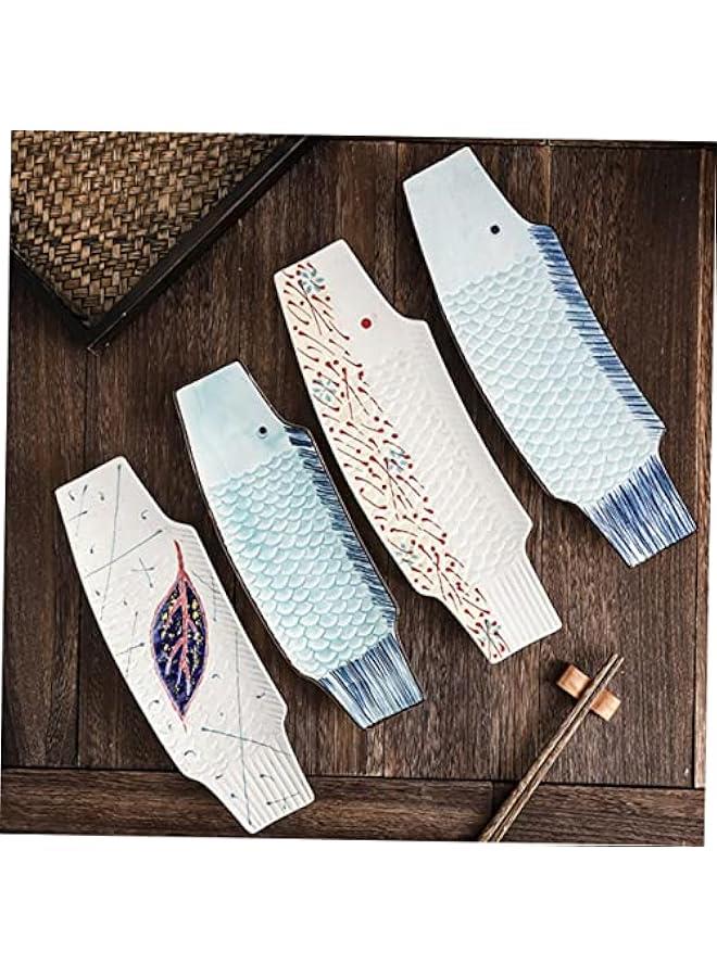Arabest Sky-blue Ceramics Sushi Roller Boat Serving Tray Nut Server Jewelry Dish Chopsticks Dipper Bowls Water Bowl Dinnerware Making Buffet Rice Paper Fish Sashimi Plate.  - Image 4