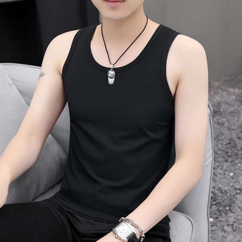 Mens Slim-Fit Fashion Vest Casual Sleeveless Tank Top Vest Black 