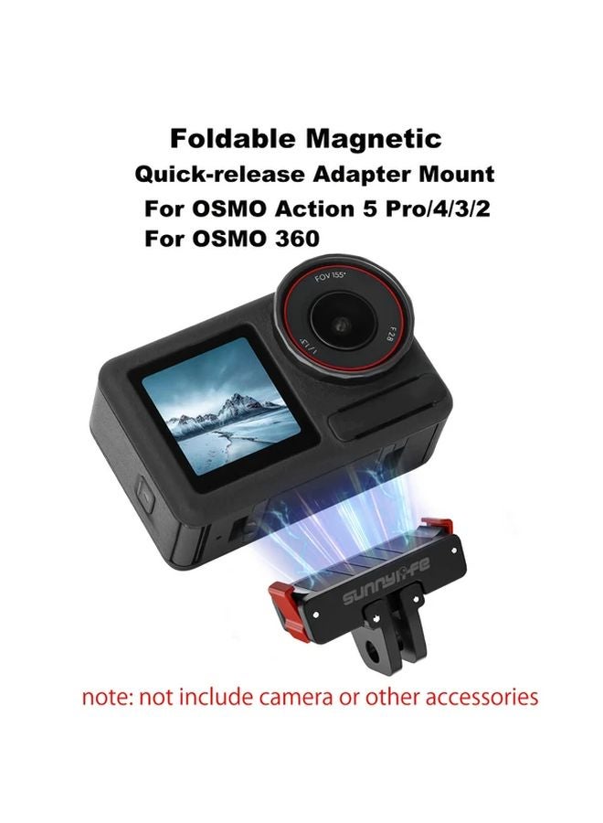 حامل مغناطيسي قابل للطي سريع التحرير أسود لهاتف DJI Osmo Action، عصي سيلفي قابلة للتعديل، محول حامل ثلاثي القوائم، مع دوران 360 درجة - Image 2