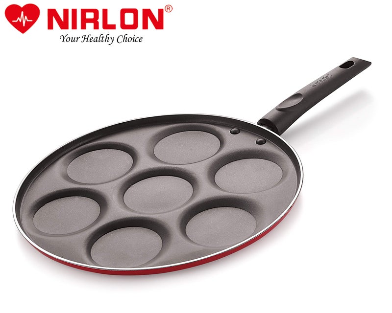 NIRLON Non Stick Aluminium 7 Cavity Appam/Uttapam/Pan Cake Maker Uttapam Tawawith Handle - Image 2