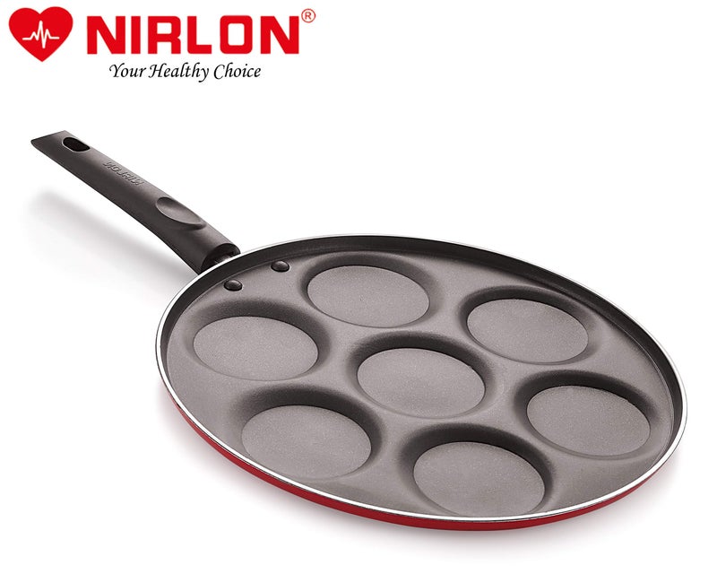 NIRLON Non Stick Aluminium 7 Cavity Appam/Uttapam/Pan Cake Maker Uttapam Tawawith Handle - Image 3
