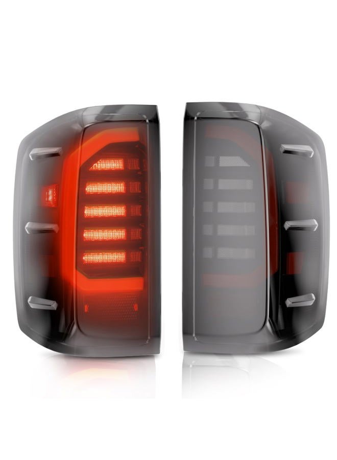 SPBREW LED Tail Lights Assembly for 2014 2015 2016 2017 2018 2019 Chevy Silverado 1500 2500 3500HD, Bright Smoked Tail Lights, IP67 Waterproof LED Tail Lights Rear Tail Lights Pair - Image 1