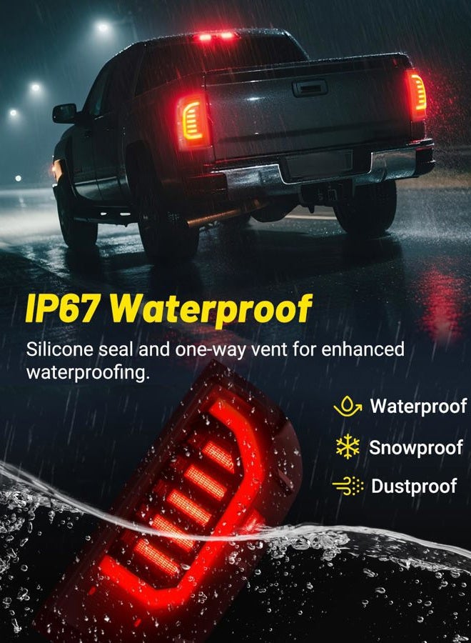 SPBREW LED Tail Lights Assembly for 2014 2015 2016 2017 2018 2019 Chevy Silverado 1500 2500 3500HD, Bright Smoked Tail Lights, IP67 Waterproof LED Tail Lights Rear Tail Lights Pair - Image 3