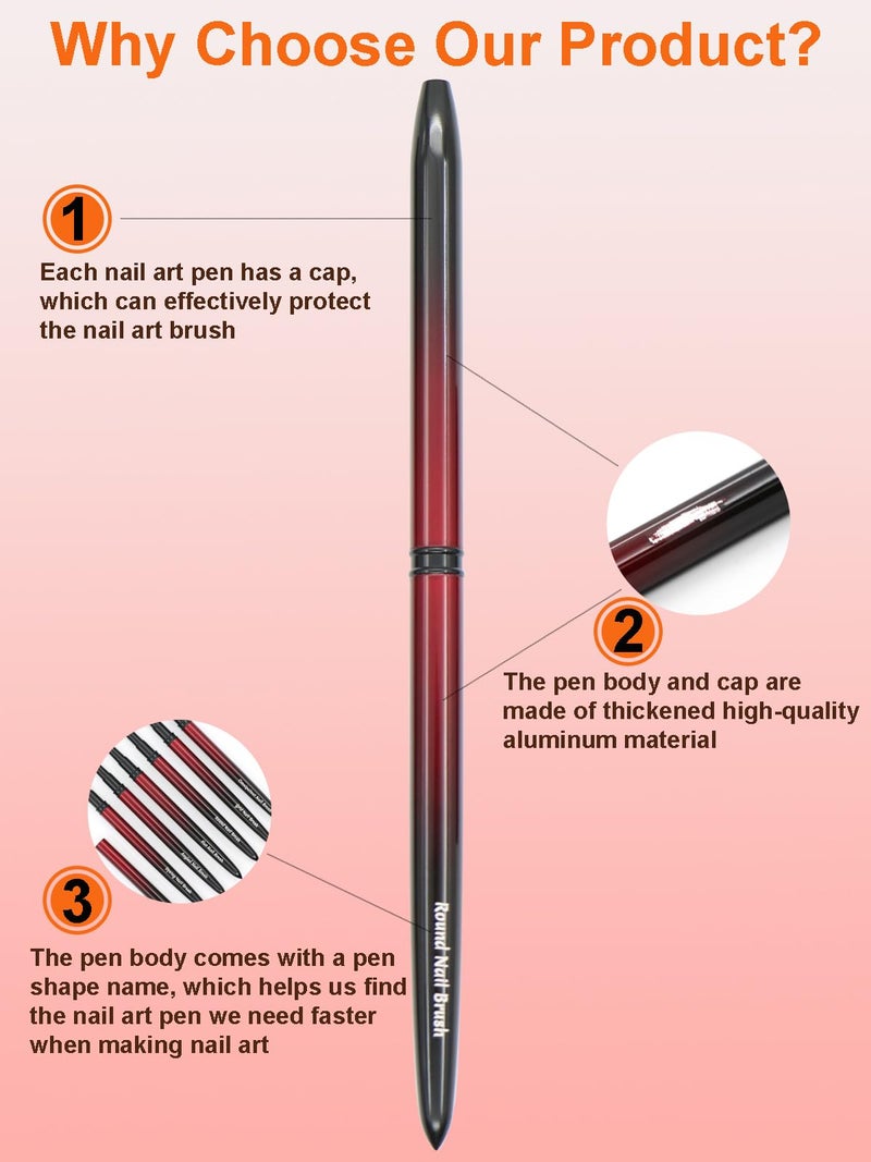 MYR 6Pcs Metal Nail Art Brushes and 2Pcs Nano Nail Files are suitable for Drawing Thick Lines, Painting Petals, Applying Phototherapy Gel, Halo Dyeing and other Personalized Nail Enhancement Designs - Image 2