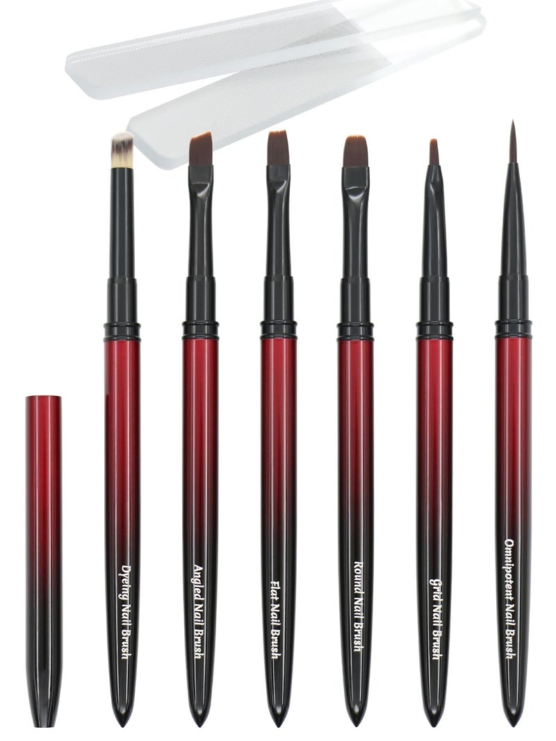 MYR 6Pcs Metal Nail Art Brushes and 2Pcs Nano Nail Files are suitable for Drawing Thick Lines, Painting Petals, Applying Phototherapy Gel, Halo Dyeing and other Personalized Nail Enhancement Designs - Image 1