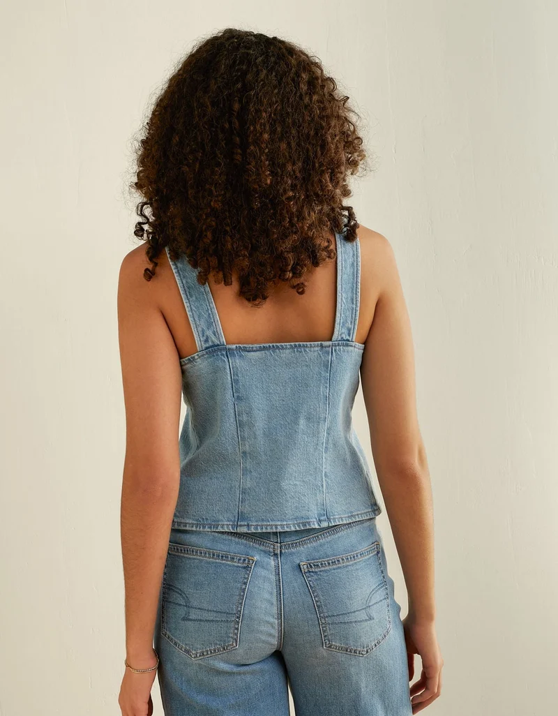 American Eagle AE Denim Tie-Front Top