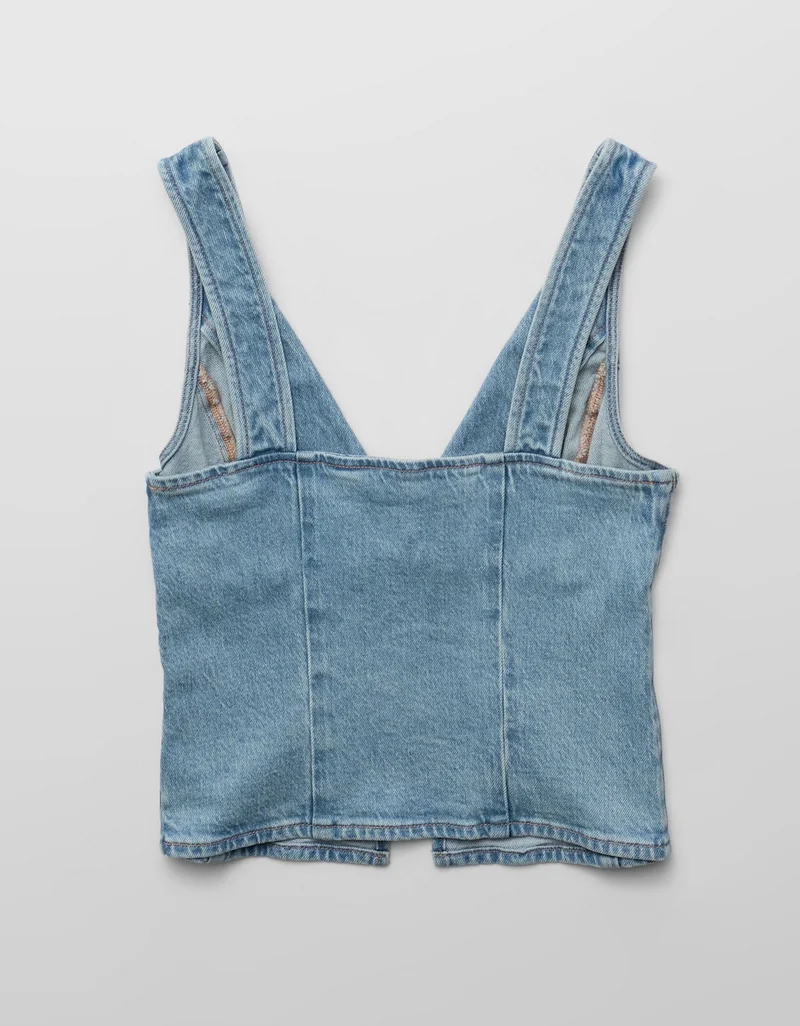 American Eagle  AE Denim Tie-Front Top for Women | Best Price UAE